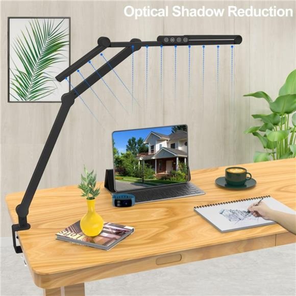 Led Desk Lamp with Clamp, Architect Desk Lamp Home Office w/ Atmosphere Lighting - Picture 4 of 6